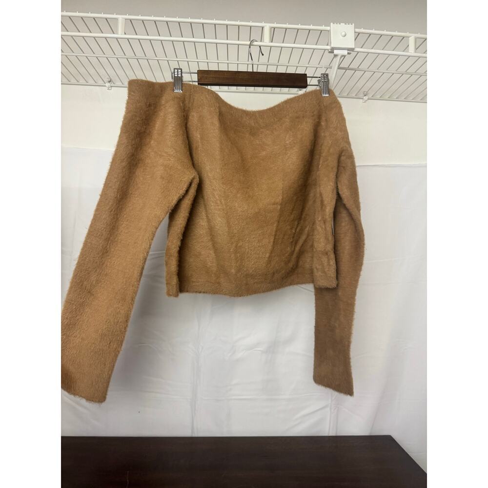 Good American Off the Shoulder Sweater in Warm Caramel 4XL NWT - Picture 4 of 7